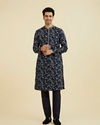 Manyavar Men Elegant Dark Blue Kurta Set