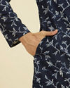 Manyavar Men Elegant Dark Blue Kurta Set
