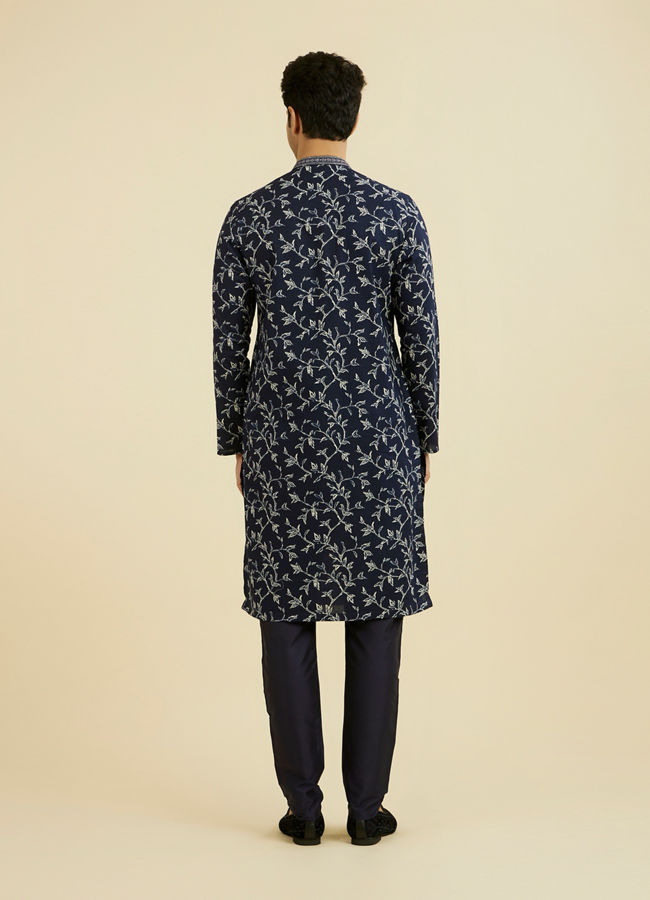 Manyavar Men Elegant Dark Blue Kurta Set