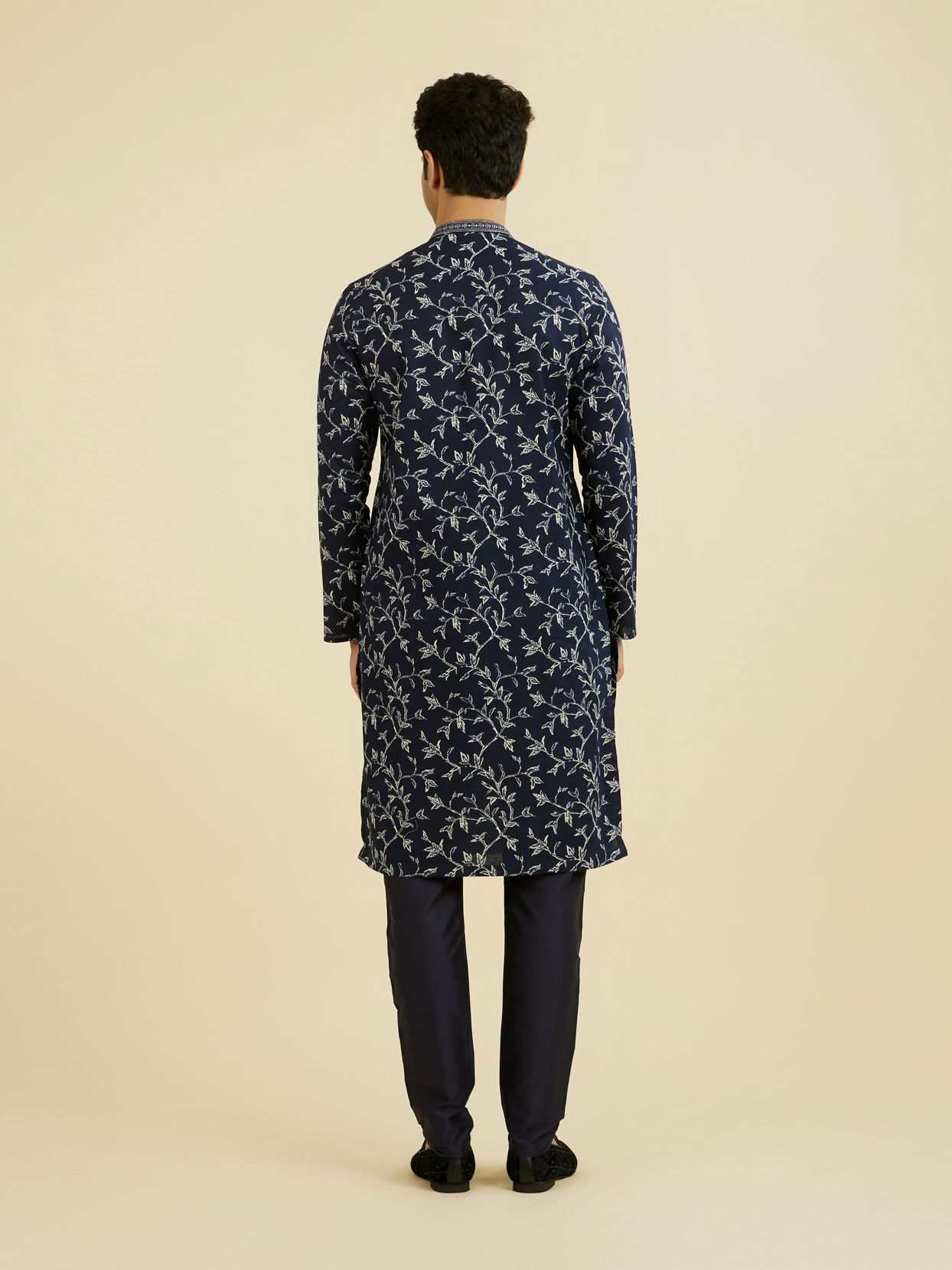 Manyavar Men Elegant Dark Blue Kurta Set