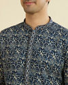 Manyavar Men Regal Mid Blue Ensemble Kurta Pajama