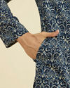 Manyavar Men Regal Mid Blue Ensemble Kurta Pajama