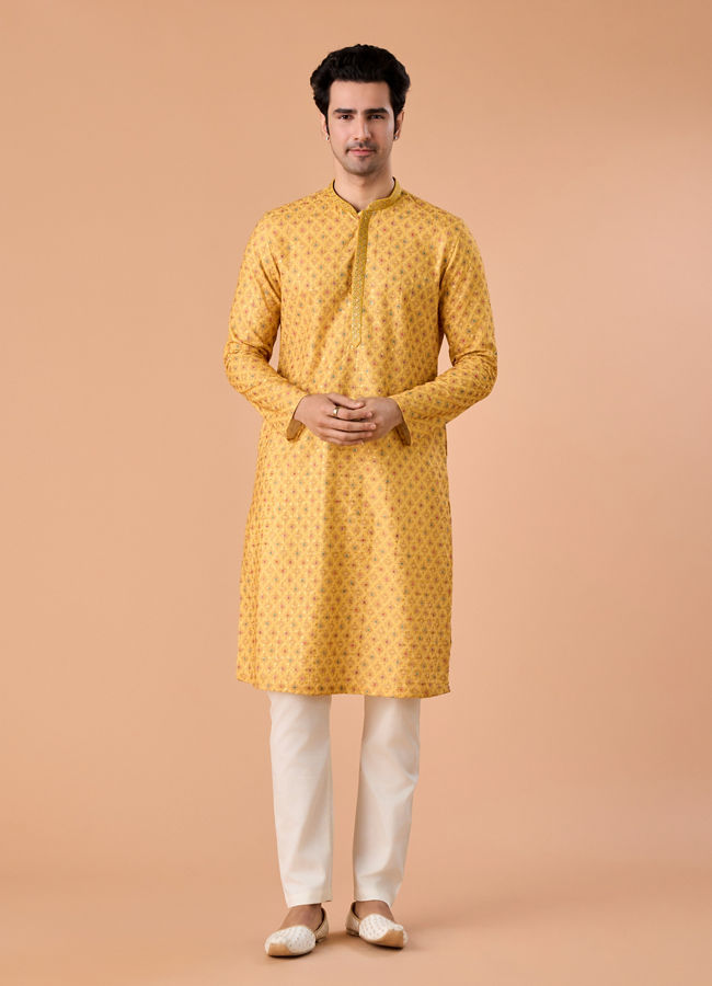 Manyavar Men Sunnyside Yellow Kurta Pajama