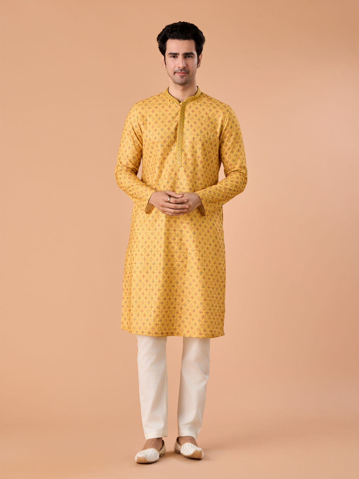 Manyavar Men Sunnyside Yellow Kurta Pajama
