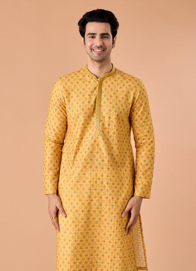 Manyavar Men Sunnyside Yellow Kurta Pajama