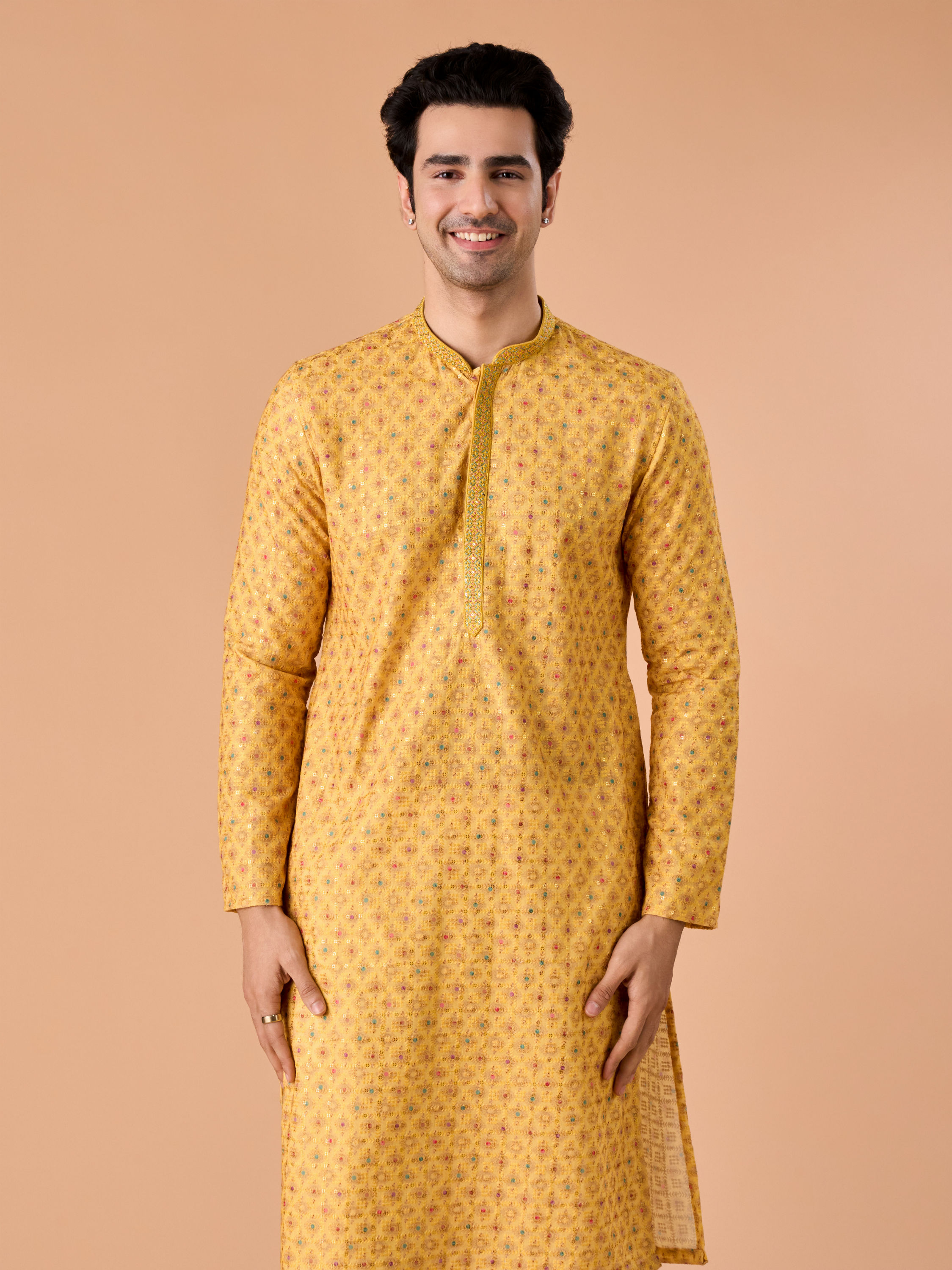 Manyavar Men Sunnyside Yellow Kurta Pajama