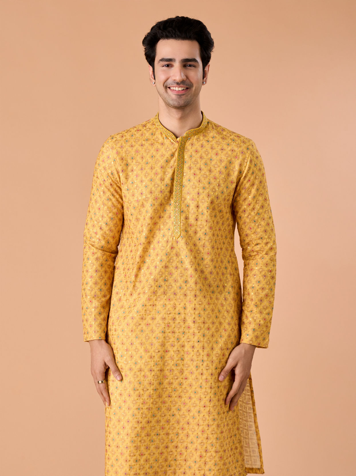 Manyavar Men Sunnyside Yellow Kurta Pajama