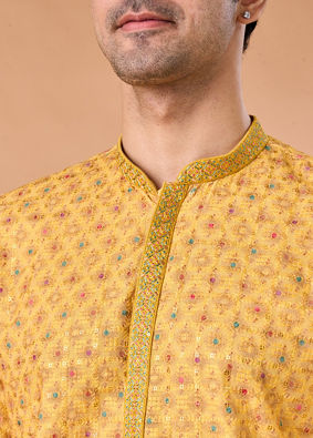 Manyavar Men Sunnyside Yellow Kurta Pajama