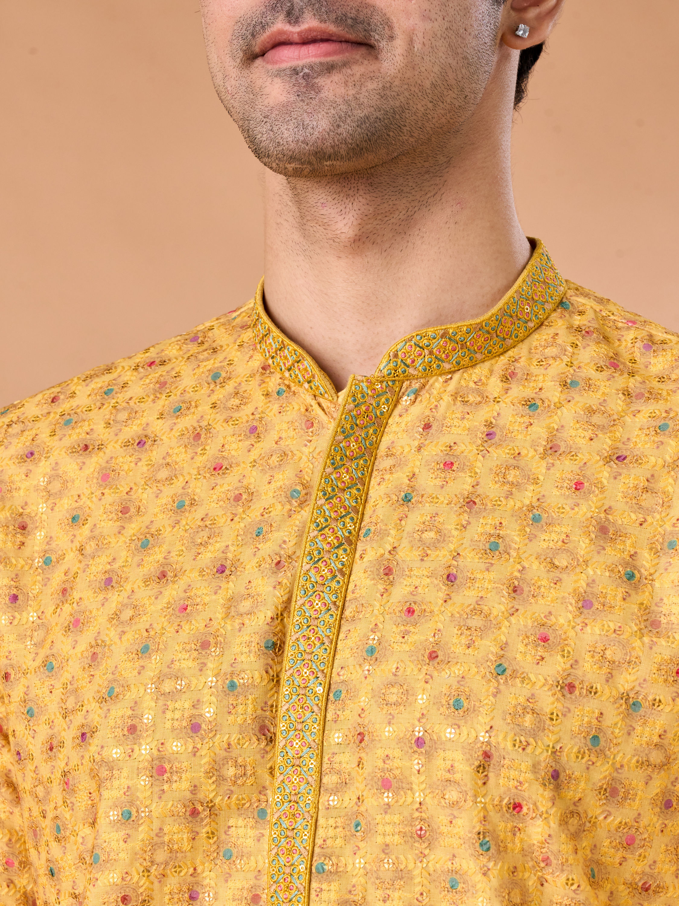 Manyavar Men Sunnyside Yellow Kurta Pajama