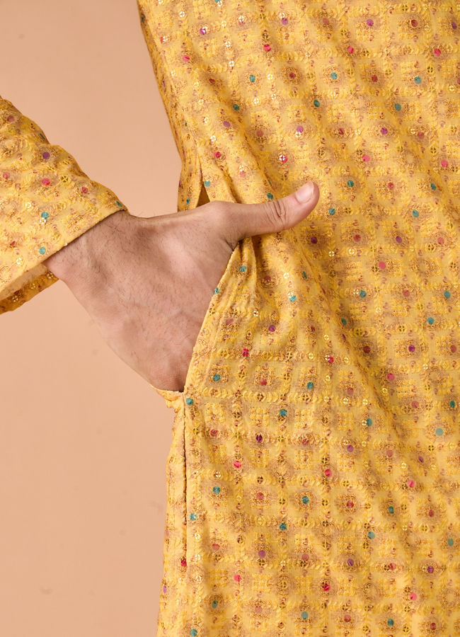 Manyavar Men Sunnyside Yellow Kurta Pajama