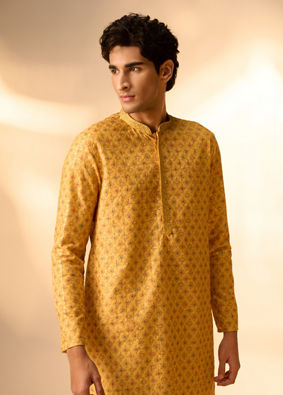 Manyavar Men Sunnyside Yellow Kurta Pajama