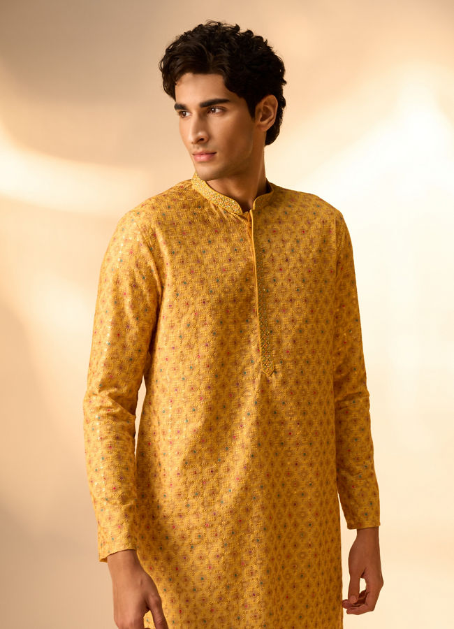 Manyavar Men Sunnyside Yellow Kurta Pajama
