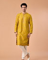 Manyavar Men Mehndi Green Grandeur Kurta Pajama