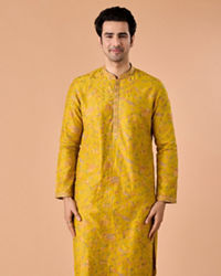 Manyavar Men Mehndi Green Grandeur Kurta Pajama