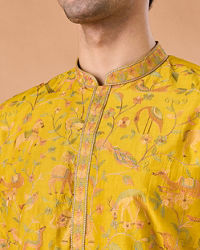 Manyavar Men Mehndi Green Grandeur Kurta Pajama