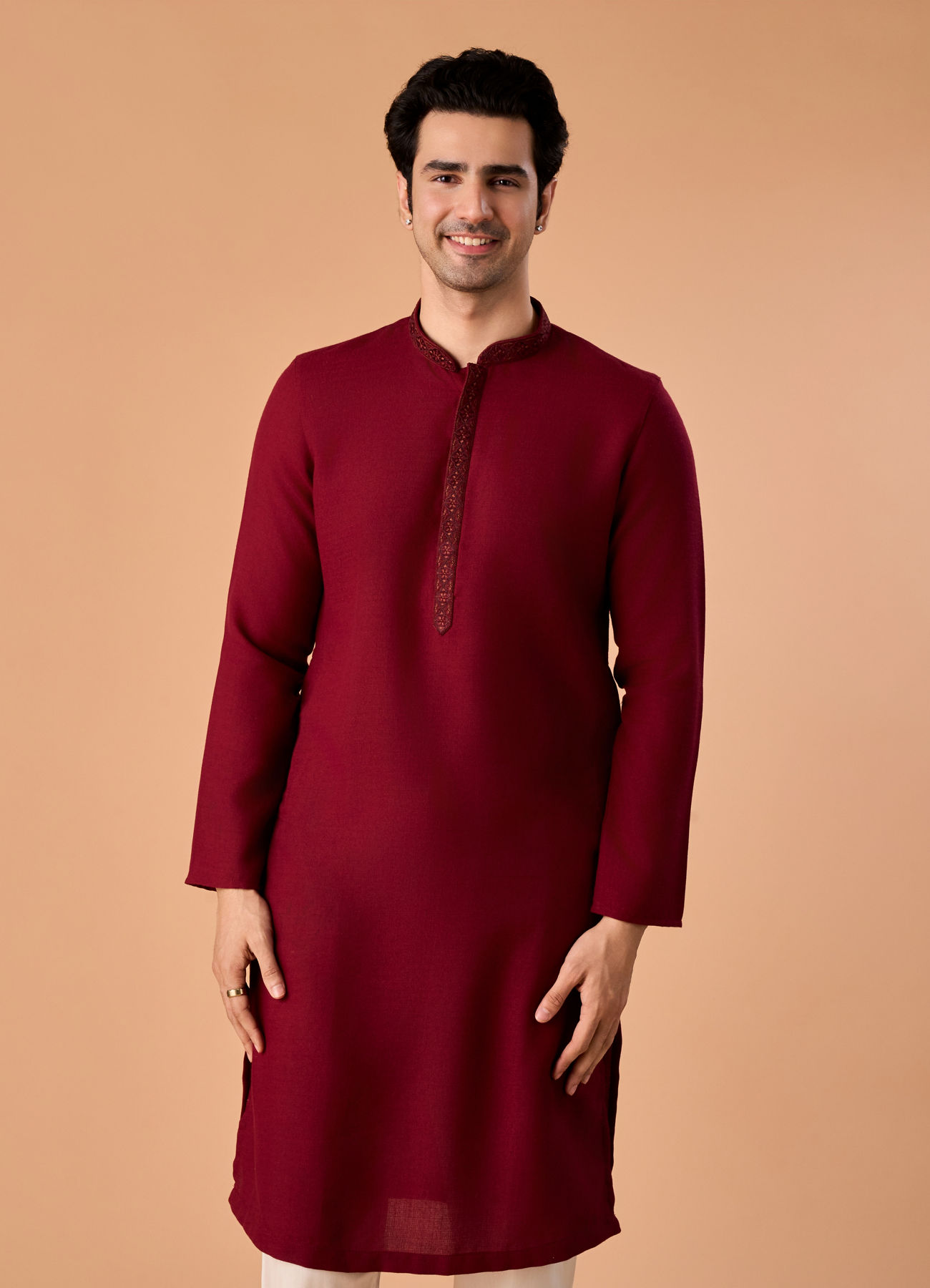 Manyavar Men Maroon Majesty Kurta Pajama Set