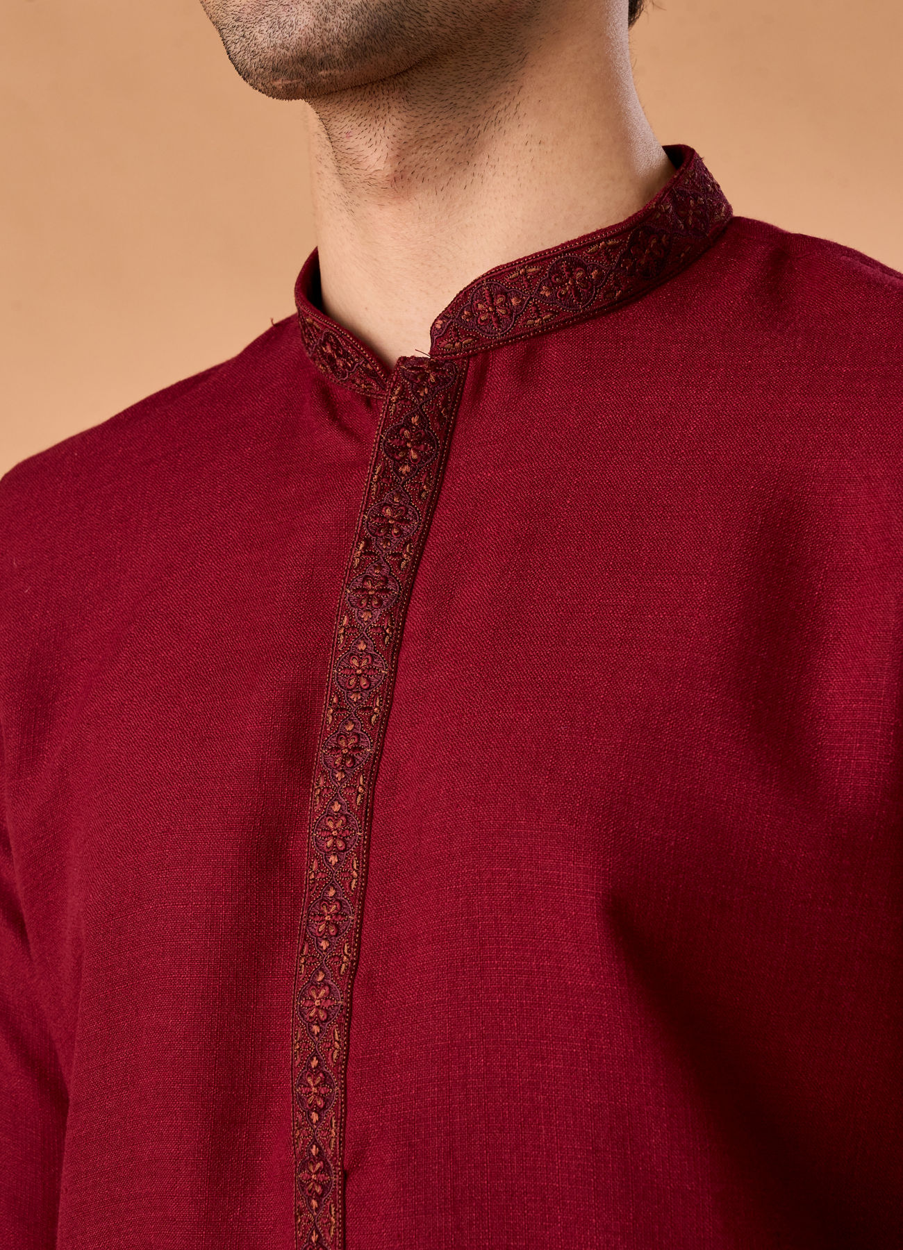 Manyavar Men Maroon Majesty Kurta Pajama Set