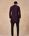 Manyavar Men Purple Art Silk Kurta Pant with Embroidery