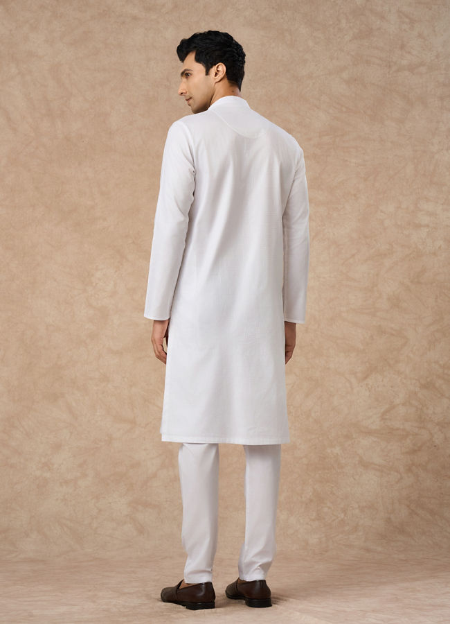 Manyavar Men White Cotton Kurta Pajama