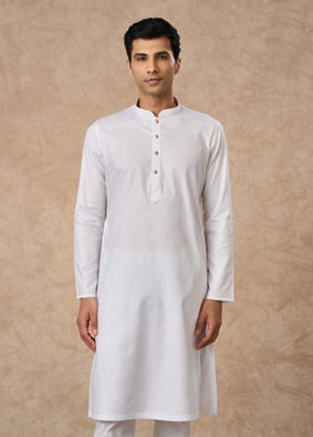 Manyavar Men White Cotton Kurta Pajama