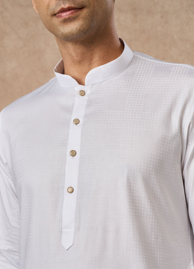 Manyavar Men White Cotton Kurta Pajama