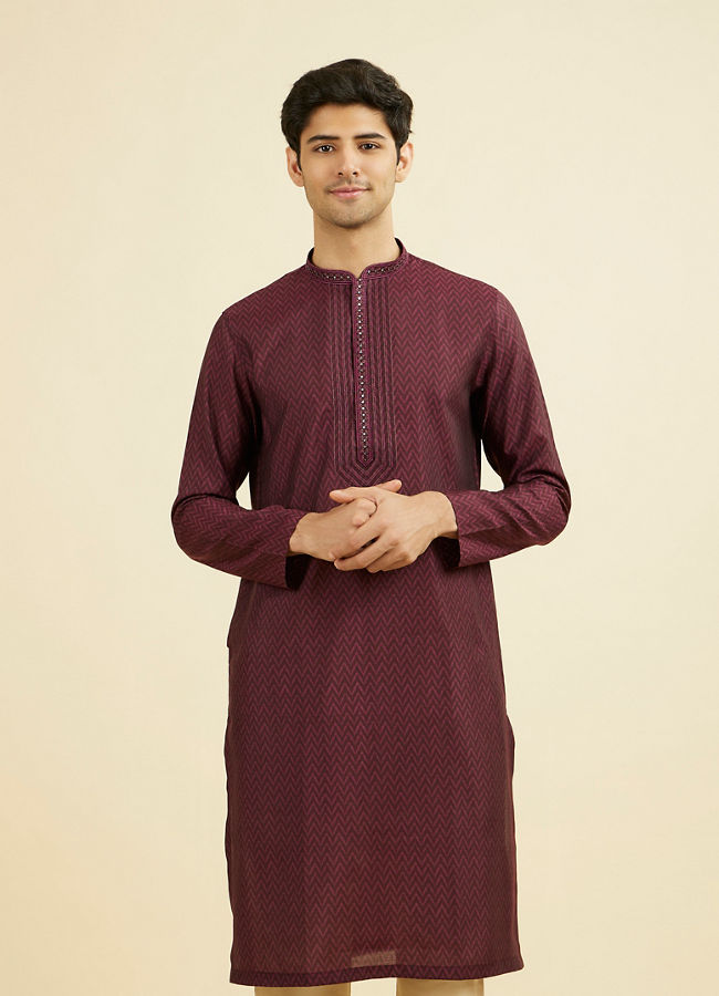 Manyavar Men Regal Wine Kurta Pajama