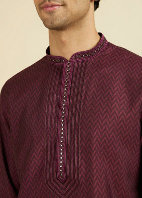 Manyavar Men Regal Wine Kurta Pajama