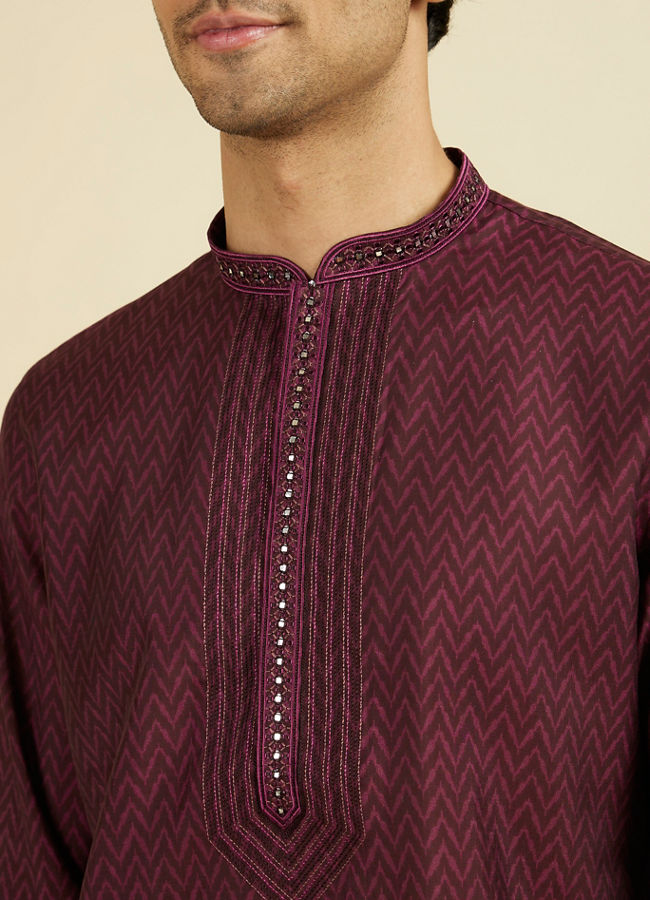 Manyavar Men Regal Wine Kurta Pajama