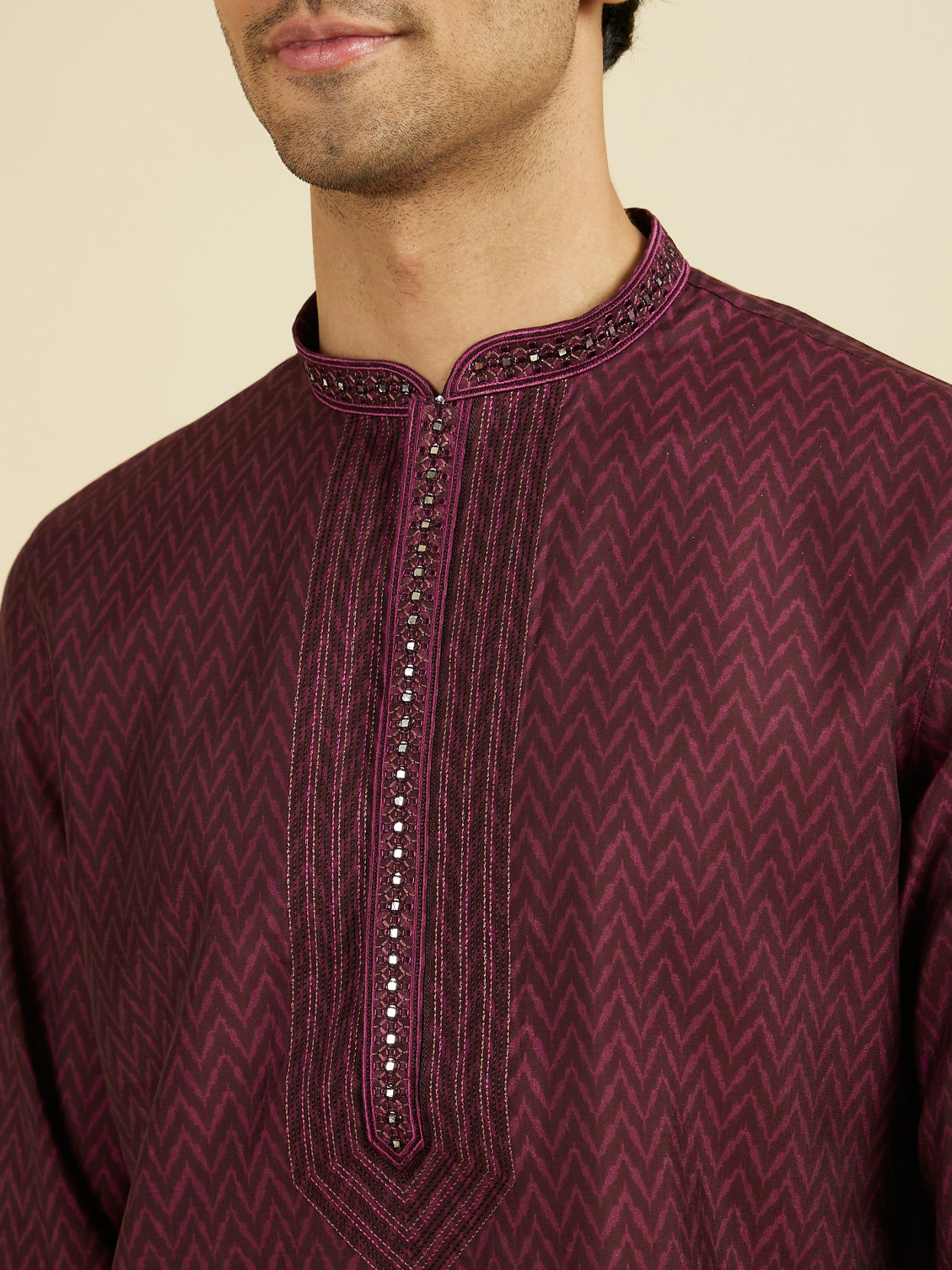 Manyavar Men Regal Wine Kurta Pajama