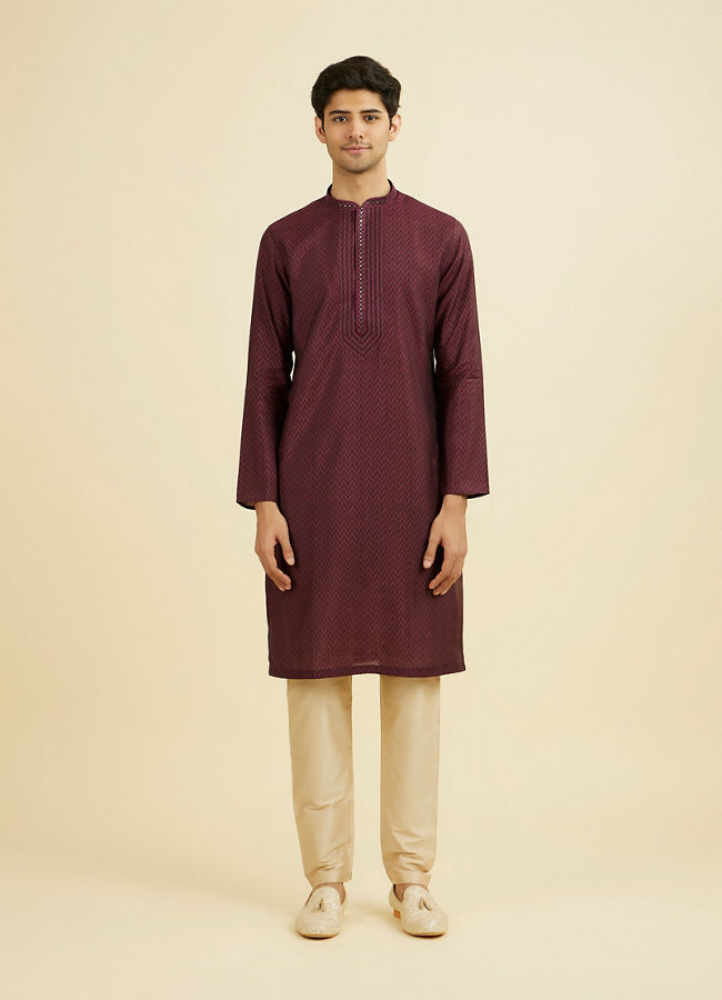 Manyavar Men Regal Wine Kurta Pajama