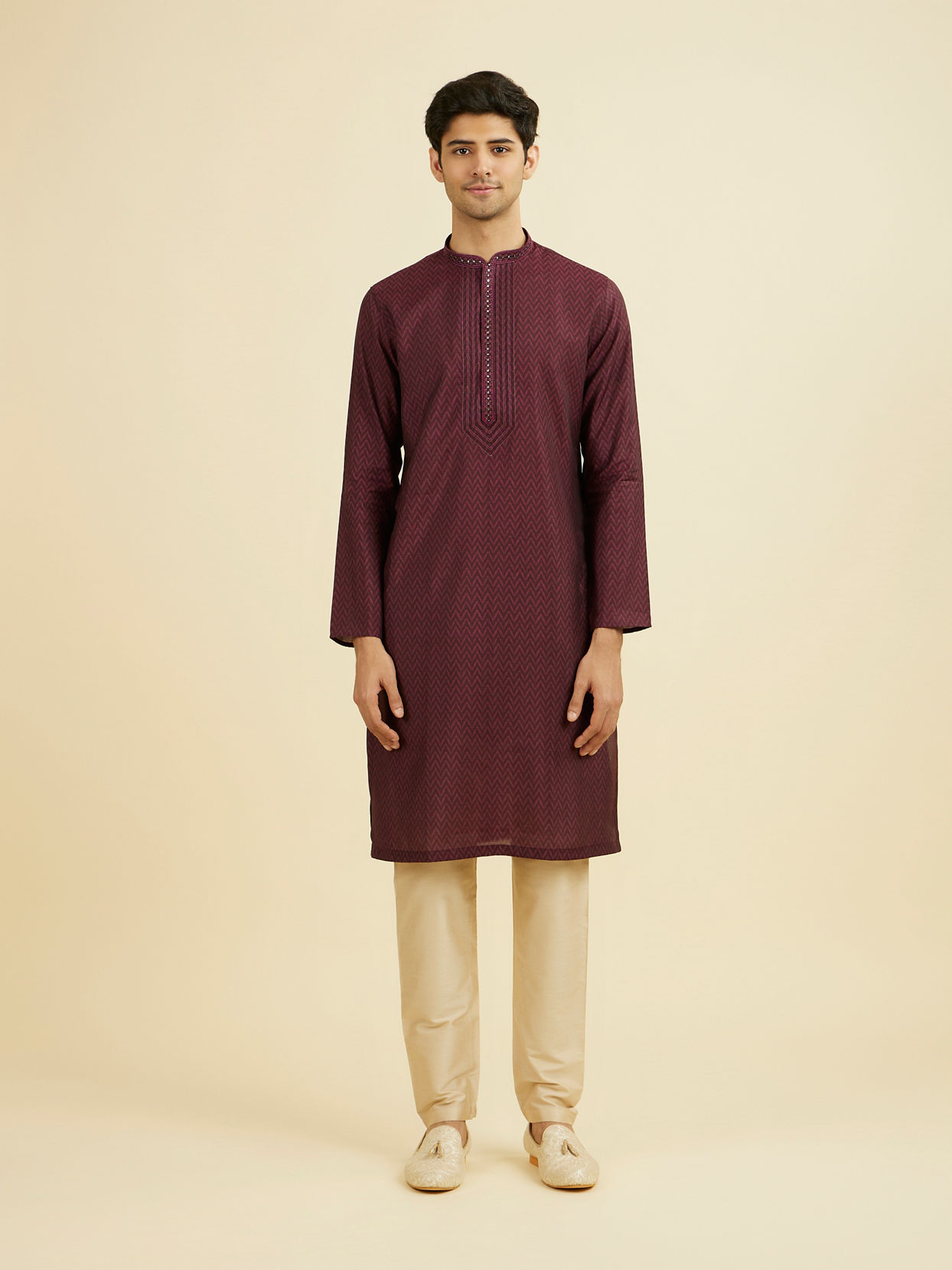 Manyavar Men Regal Wine Kurta Pajama