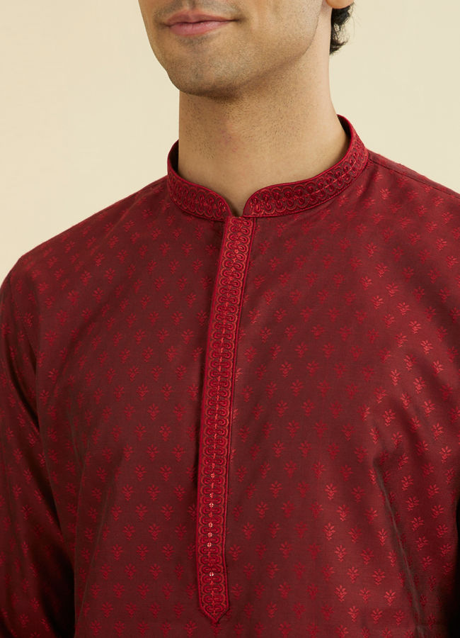 Manyavar Men Maroon Splendor Kurta Set