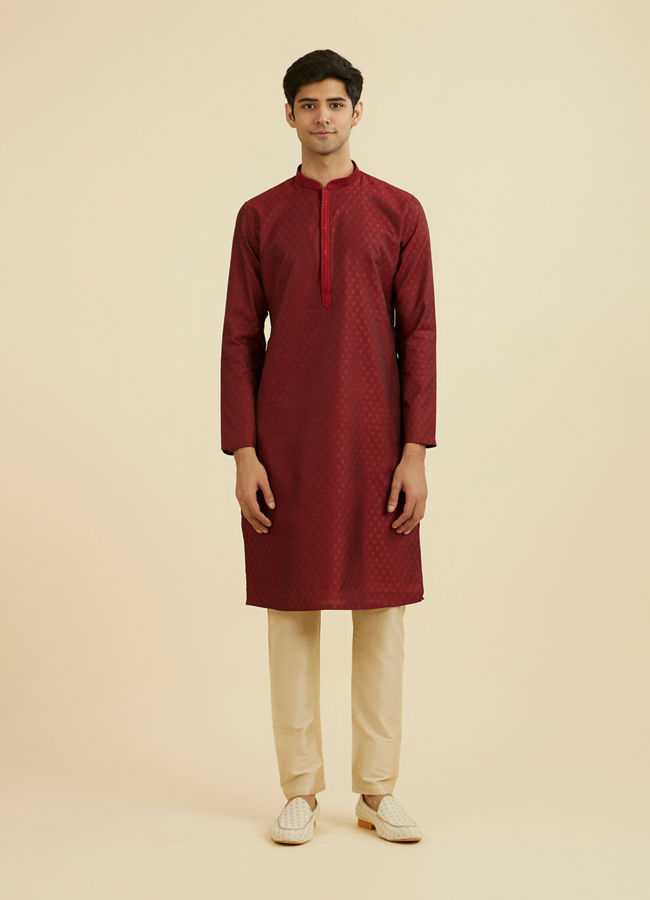 Manyavar Men Maroon Splendor Kurta Set