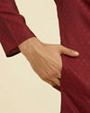 Manyavar Men Maroon Splendor Kurta Set