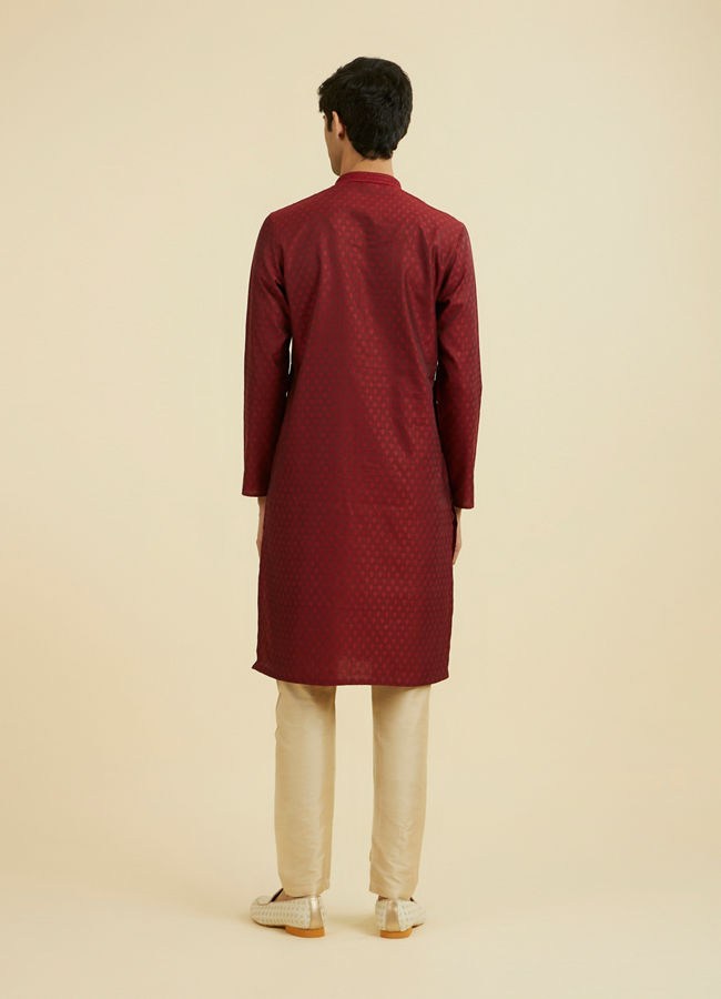 Manyavar Men Maroon Splendor Kurta Set