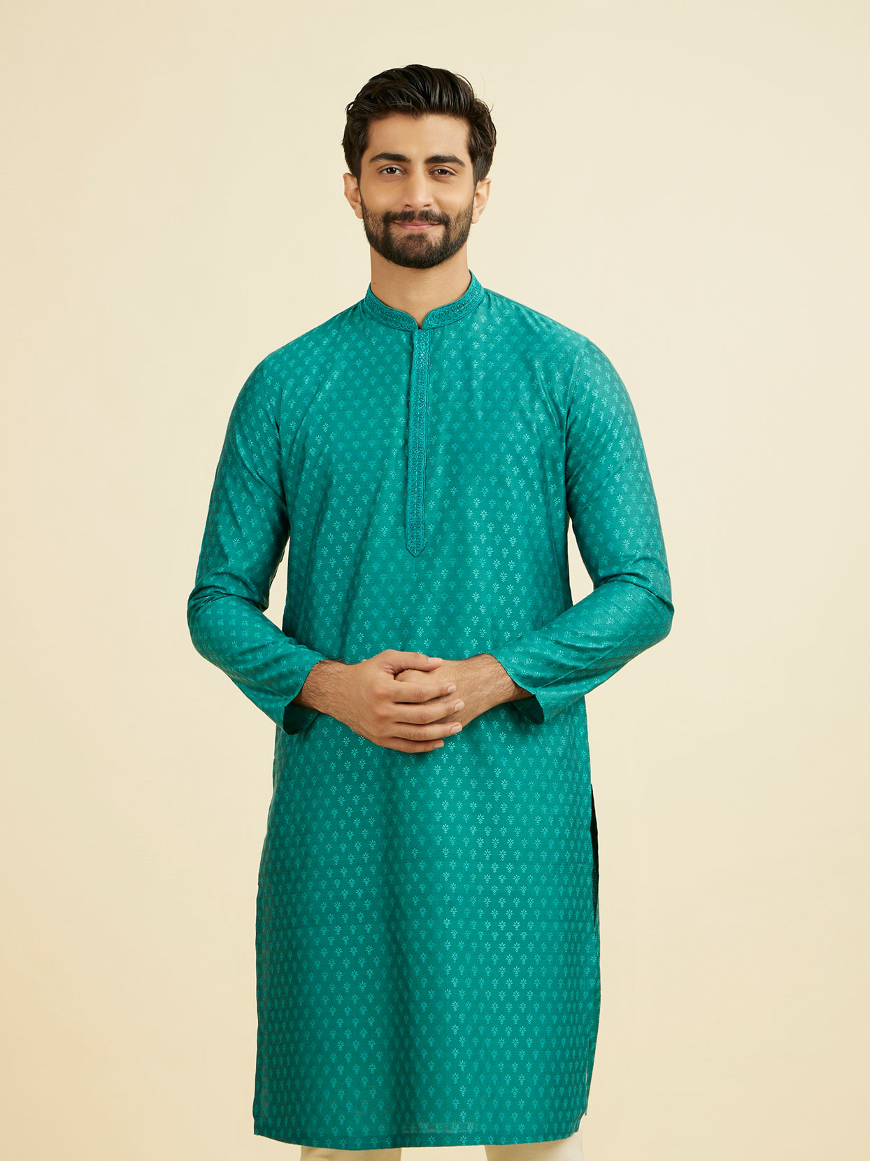 Manyavar Men Teal Green Kurta Pajama