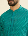 Manyavar Men Teal Green Kurta Pajama