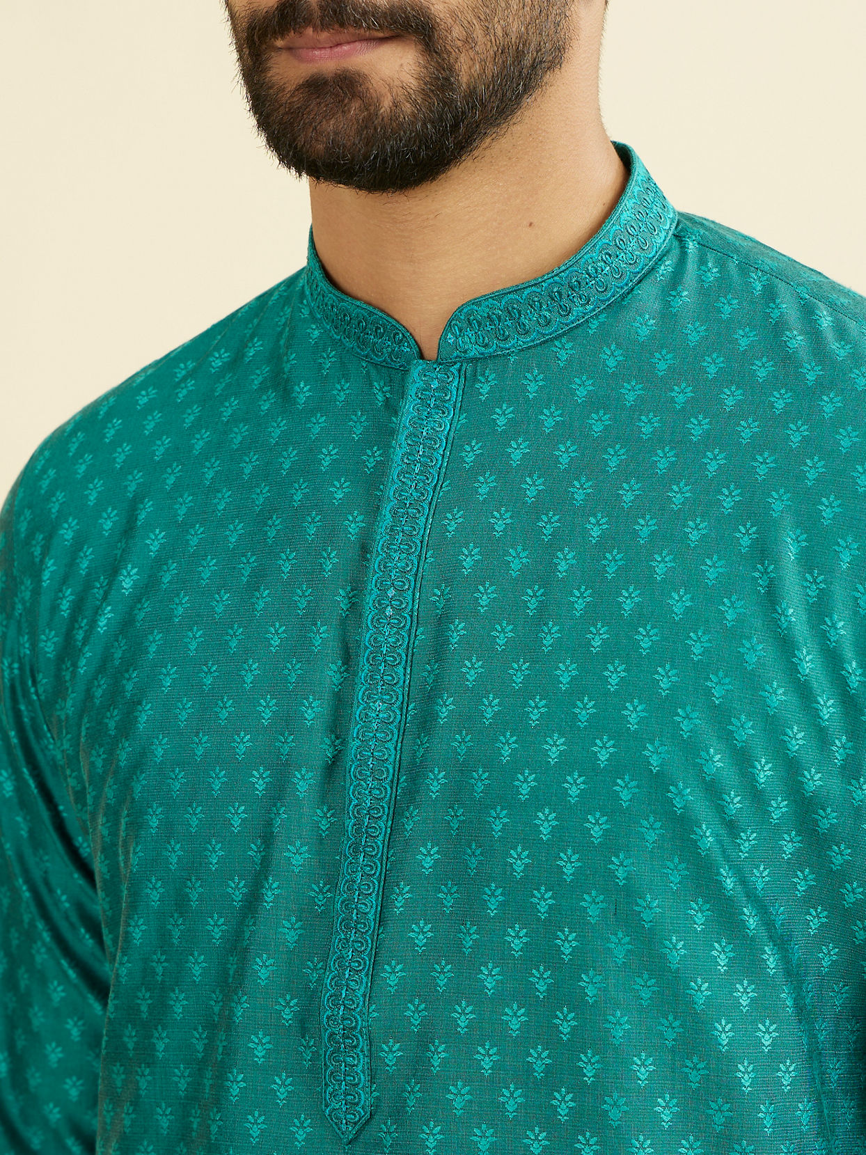Manyavar Men Teal Green Kurta Pajama