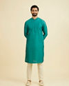 Manyavar Men Teal Green Kurta Pajama