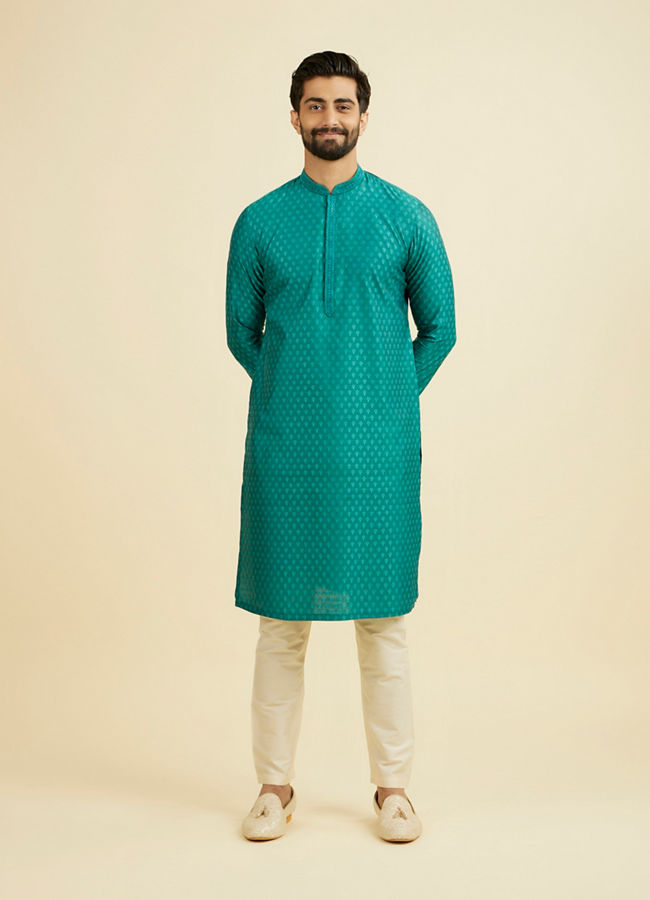 Manyavar Men Teal Green Kurta Pajama