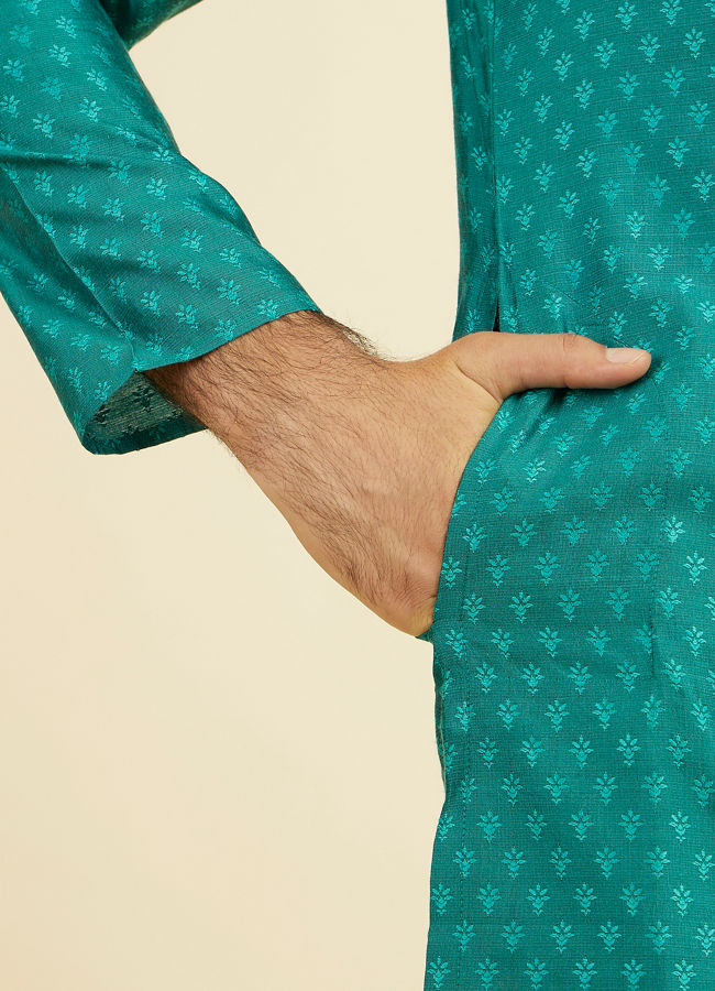 Manyavar Men Teal Green Kurta Pajama