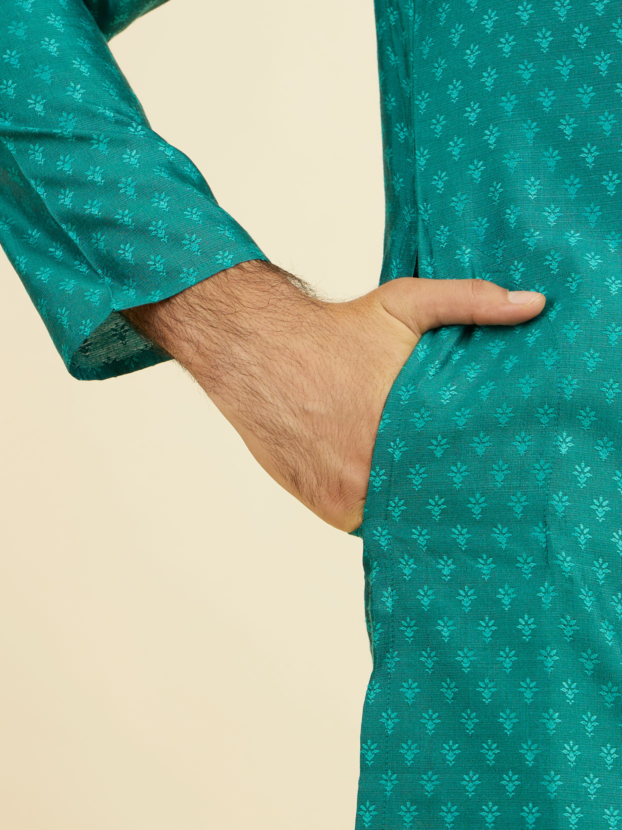 Manyavar Men Teal Green Kurta Pajama