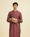 Manyavar Men Antique Pink Blended Viscose Embroidered Kurta Pajama Set