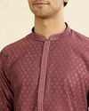 Manyavar Men Antique Pink Blended Viscose Embroidered Kurta Pajama Set