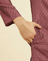 Manyavar Men Antique Pink Blended Viscose Embroidered Kurta Pajama Set