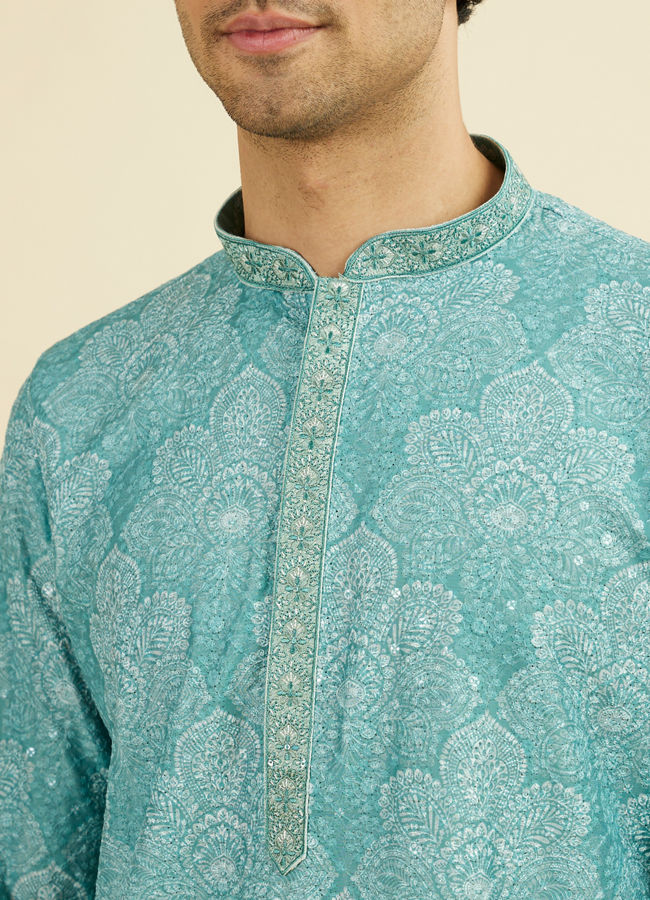 Manyavar Men Aqua Green Kurta Pajama