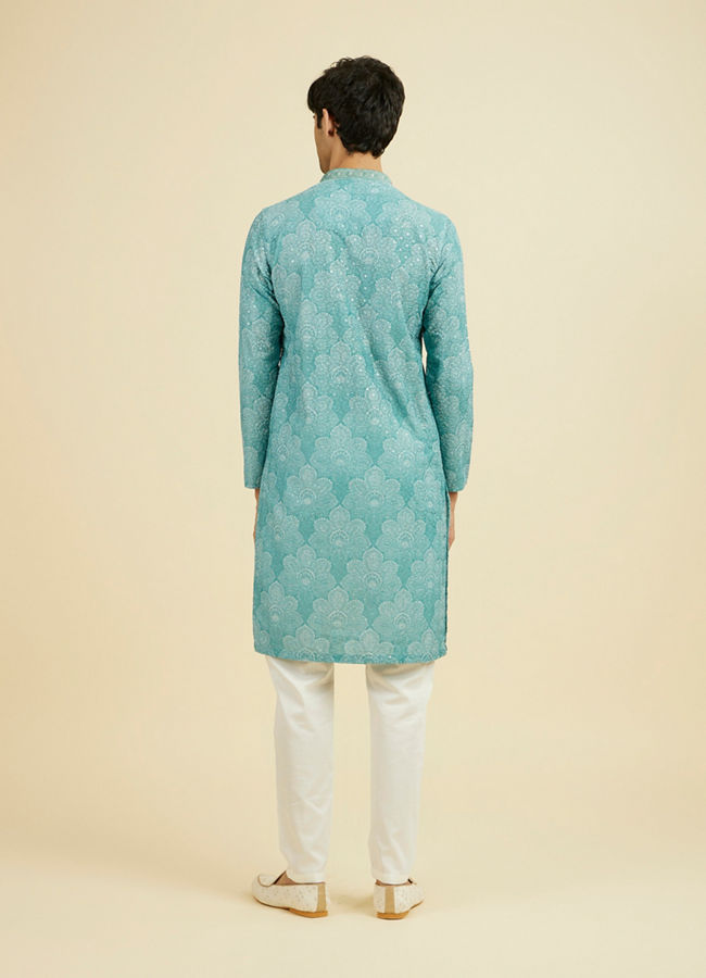 Manyavar Men Aqua Green Kurta Pajama