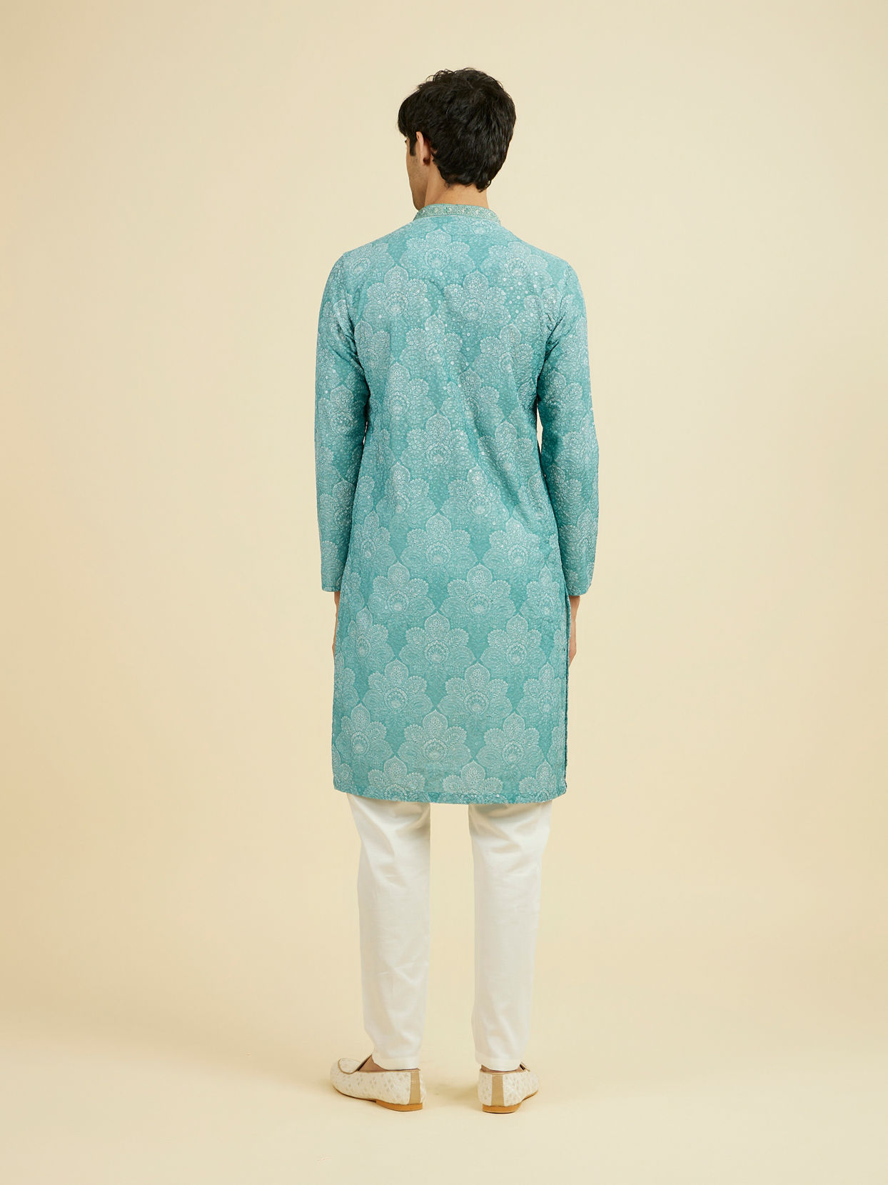 Manyavar Men Aqua Green Kurta Pajama