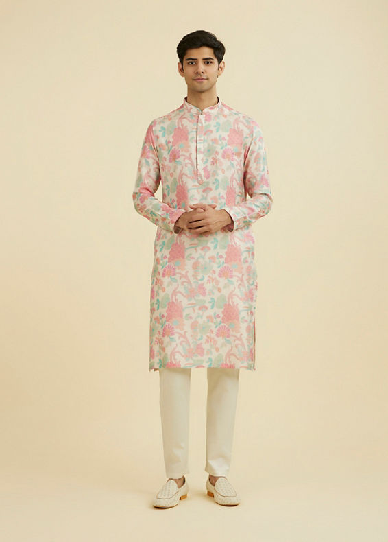 Manyavar Men Regal Cream Kurta Pajama