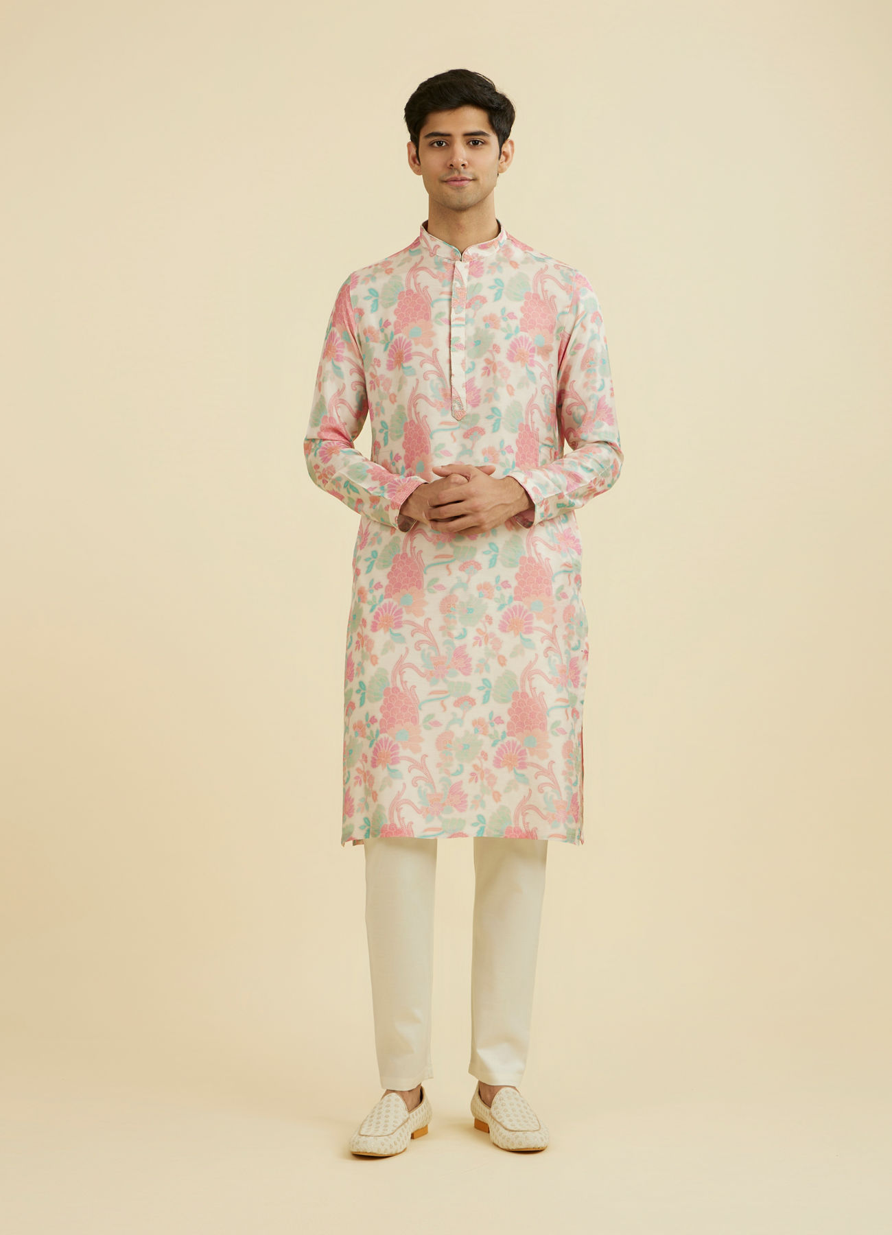Manyavar Men Regal Cream Kurta Pajama